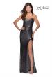 Picture of: Sequin Prom Dress with Criss Cross Open Back in Gunmetal, Style: 28514, Detail Picture 8