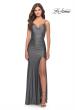 Picture of: Rhinestone Jersey Dress with Slit and Ruching in Gunmetal, Style: 31123, Detail Picture 8