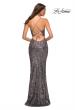 Picture of: Print Sequin Gown in Jewel Tones with V Neckline in Silver, Style: 30496, Detail Picture 9