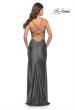 Picture of: Rhinestone Jersey Dress with Slit and Ruching in Gunmetal, Style: 31123, Detail Picture 9