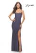 Picture of: Long Prom Dress in Luxurious Jersey with Slit in Gunmetal, Style: 30436, Detail Picture 11
