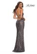 Picture of: Print Sequin Gown in Jewel Tones with V Neckline in Silver, Style: 30496, Detail Picture 12