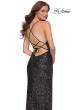 Picture of: Sequin Gown with V Neckline and Strappy Back in Gunmetal, Style 29731, Back Picture