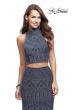 Picture of: Two Piece Form Fitting Prom Dress with Stud Beading in Gunmetal, Style: 26045, Detail Picture 1