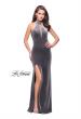 Picture of: Velvet Prom Dress with Open Back and Deep V Cut Out in Gunmetal, Style: 25292, Detail Picture 2
