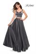 Picture of: Metallic Satin Two Piece Gown with Pockets in Gunmetal, Style: 27444, Detail Picture 2