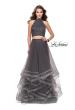 Picture of: Two Piece Prom Gown with Ruffle Tulle Skirt and Beading in Gunmetal, Style: 26077, Detail Picture 3