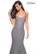 Picture of: Open Back Stretch Lace Long Prom Dress in Gunmetal, Style: 27709, Detail Picture 4