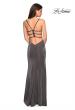 Picture of: Simple Long Prom Dress with Strappy Beaded Back in Gunmetal, Style: 27089, Detail Picture 5