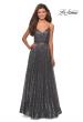 Picture of: sequin Empire Waist Prom Dress with V Back in Gunmetal, Style: 27747, Detail Picture 6