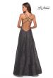 Picture of: Lace Prom Dress with Illusion Neckline and Slit in Gunmetal, Style: 27612, Detail Picture 7