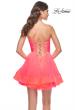 Picture of: Short Dress with Flared Skirt and Sheer Lace Bodice in Hot Coral in Hot Coral, Style: 31469, Back Picture