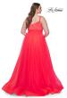 Picture of: A-Line Plus Size Prom Dress with Rhinestone Bodice in Hot Coral, Style: 31251, Detail Picture 9