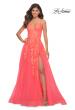 Picture of: Tulle Prom Dress with Lace Detail in Hot Coral in Orange, Style: 30637, Main Picture