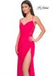 Picture of: Sheer Lace Side Panel Jersey Long Dress in Hot Coral in Hot Coral, Style: 31440, Main Picture