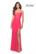 Picture of: Long Prom Dress in Luxurious Jersey with Slit in Hot Coral in Hot Coral, Style: 31504, Main Picture