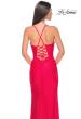Picture of: Ruched Jersey Prom Dress with Slit in Hot Coral, Style: 31131, Detail Picture 8