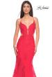 Picture of: Lace and Tulle Mermaid Gown with Side Cut Outs in Hot Coral, Style: 31133, Detail Picture 8