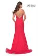 Picture of: Long Mermaid Lace Dress with Back Rhinestone Detail in Hot Coral, Style: 31512, Detail Picture 8