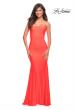 Picture of: Jewel Embellished Long Jersey Gown with Train in Hot Coral, Style: 30563, Detail Picture 9