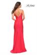 Picture of: Neon Rhinestone Strap Simple Long Jersey Dress in Hot Coral, Back Picture