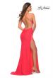 Picture of: Trendy Neon Prom Dress with High Side Slit in Hot Coral, Back Picture
