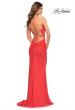 Picture of: Chic Long Net Jersey Dress with Lace Up Back in Hot Coral in Hot Coral, Style: 30680, Back Picture
