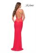 Picture of: Hot Coral Prom Dress with Illusion Lace Sides and Ruching, Style: 30695, Back Picture
