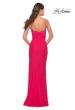 Picture of: Long Ruched Jersey Gown with V Neckline in Neon in Hot Coral, Style: 31224, Back Picture