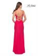 Picture of: Elegant Jersey Dress with Ruching and Square Neckline in Neon in Hot Coral, Style: 31329, Back Picture