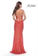 Picture of: Sequin Long Dress with Triangle Cut Out in Hot Coral in Hot Coral, Style: 31449, Back Picture