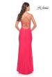 Picture of: Long Prom Dress in Luxurious Jersey with Slit in Hot Coral in Hot Coral, Style: 31504, Back Picture