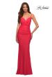 Picture of: Neon Prom Dress with Knot at Waist and Open Back in Orange, Style: 30611, Detail Picture 1