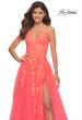 Picture of: Tulle Prom Dress with Lace Detail in Hot Coral in Orange, Style: 30637, Detail Picture 1