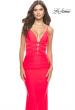 Picture of: Modern Jersey Dress with Twist Band Details in Neon in Hot Coral, Style: 31439, Detail Picture 1