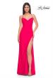 Picture of: Sheer Lace Side Panel Jersey Long Dress in Hot Coral in Hot Coral, Style: 31440, Detail Picture 1
