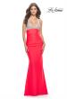 Picture of: Ruched Prom Dress with Sheer Rhinestone Bodice in Bright Colors in Hot Coral, Style: 31441, Detail Picture 1
