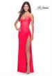 Picture of: Soft Jersey Dress with Knot Detail on Bust and Hip in Neon in Hot Coral, Style: 31446, Style: 31446