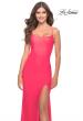 Picture of: Long Prom Dress in Luxurious Jersey with Slit in Hot Coral in Hot Coral, Style: 31504, Detail Picture 1