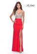 Picture of: Ruched Dress with Rhinestone Sheer Bodice in Hot Coral, Style: 31590, Detail Picture 1