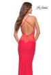 Picture of: Hot Coral Prom Dress with Illusion Lace Sides and Ruching, Style: 30695, Detail Picture 2