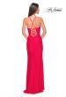 Picture of: Ruched Jersey Prom Dress with Slit in Hot Coral, Style: 31131, Detail Picture 2