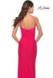 Picture of: Long Ruched Jersey Gown with V Neckline in Neon in Hot Coral, Style: 31224, Detail Picture 2