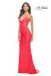 Picture of: Unique Jersey Dress with Open Criss Cross Sides in Neon in Hot Coral, Style: 31438, Detail Picture 2