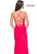 Picture of: Sheer Lace Side Panel Jersey Long Dress in Hot Coral in Hot Coral, Style: 31440, Detail Picture 2