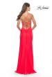 Picture of: Lace Asymmetrical Gown with Jersey Skirt and Twist Knot Detail in Neon in Hot Coral, Style: 31447, Detail Picture 2