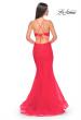 Picture of: Lace and Tulle Mermaid Gown with Side Cut Outs in Hot Coral, Style: 31133, Detail Picture 3