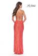 Picture of: Sequin Prom Dress with Ruching and Open Tie Back in Hot Coral, Style: 31349, Detail Picture 3
