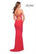 Picture of: Long Jersey Gown with Front and Side Cut Outs in Hot Coral, Style: 30640, Detail Picture 6