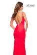 Picture of: Chic Luxe Jersey Gown with Train and V Back in Bright Colors in Hot Coral, Style: 30682, Detail Picture 6